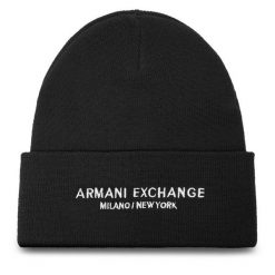Czapka Armani Exchange. Czarne czapki męskie Armani Exchange, na zimę, bez wzorów. Za 239.99 zł.