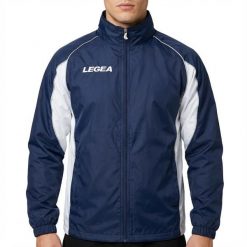 Kurtka przeciwdeszczowa Storm dla mężczyzn do biegania niebiesko-biała. Białe kurtki outdoor męskie Legea, m, bez wzorów, do biegania. W wyprzedaży za 60.00 zł.