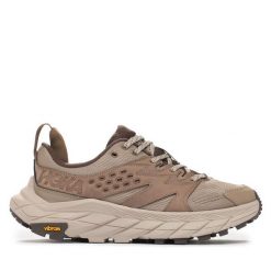Trekkingi Hoka. Brązowe buty trekkingowe męskie HOKA, bez wzorów, sportowe, bez obcasa, bez zapięcia. Za 529.99 zł.