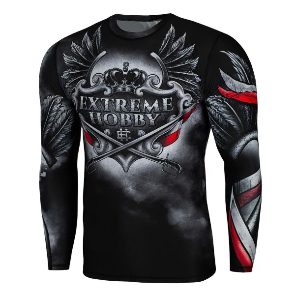 Koszulka sportowa męska Rashguard do MMA EXTREME HOBBY HUSSAR. Czarne bielizna termoaktywna męska EXTREME HOBBY, m, bez wzorów, z bawełny, bez ramiączek, do biegania. Za 209.00 zł.
