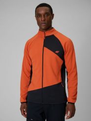 4F Bluza trekkingowa regular bez kaptura męska - pomarańczowa S. Brązowe bluzy rozpinane męskie 4f, l, bez wzorów, z materiału, bez ramiączek, bez kaptura. Za 199.99 zł.