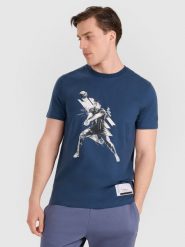 4F T-shirt regular z nadrukiem siatkarskim męski - granatowy 3XL. Niebieskie t-shirty męskie 4f, l, bez wzorów, z bawełny, bez kołnierzyka, bez ramiączek. Za 69.99 zł.