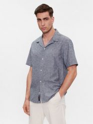 Tommy Jeans Koszula Camp DM0DM18963 Granatowy Regular Fit. Niebieskie koszule męskie Tommy Jeans, m, bez wzorów, z bawełny, bez kołnierzyka, bez ramiączek. Za 229.99 zł.