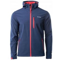 Kurtka męska Softshell Hi-Tec Caen - granatowo-pomarańczowa, Rozmiar L. Brązowe kurtki męskie Hi-tec, l, bez wzorów, z polaru, bez ramiączek, bez kaptura. Za 184.99 zł.