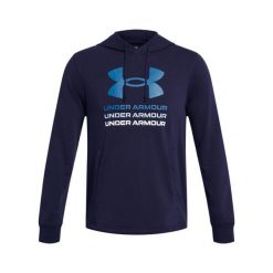 Bluza z kapturem Under Armour Rival Terry Graphic. Niebieskie bluzy nierozpinane męskie Under Armour, m, bez wzorów, z kapturem. W wyprzedaży za 259.90 zł.