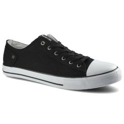 Czarne Trampki Big Star Męskie Wygodne Tenisówki. Czarne trampki męskie Big Star, bez wzorów, z gumy, klasyczne, bez zapięcia. Za 99.99 zł.