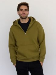 Bawełniana bluza z kapturem - ciemnozielony. Zielone bluzy z kapturem męskie Reserved, l, bez wzorów, z bawełny, z kapturem. W wyprzedaży za 69.99 zł.