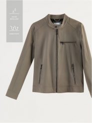 Kurtka biker ze stójką - ciemnozielony. Zielone kurtki męskie Reserved, l, bez wzorów, bez ramiączek, bez kaptura. Za 239.99 zł.