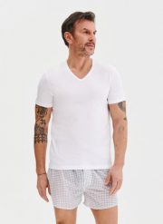 PAKO LORENTE – T-shirt v-neck w białym kolorze, dwupak. Białe t-shirty męskie Pako Lorente, m, bez wzorów, z bawełny, bez kołnierzyka, bez ramiączek. Za 99.99 zł.