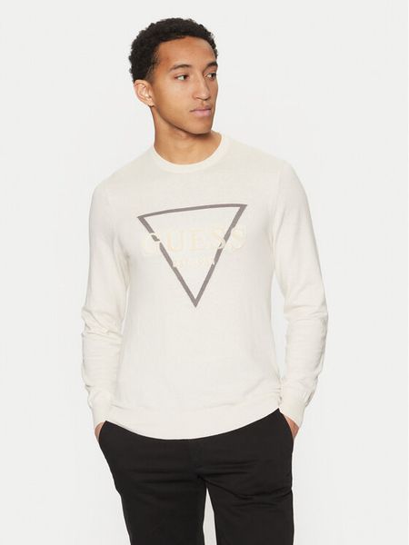 Guess Sweter M5RR02 Z3KI1 Écru Regular Fit. Kardigany męskie Guess, m, z aplikacjami, z bawełny, bez ramiączek. Za 199.99 zł.