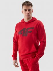 4F Bluza dresowa nierozpinana z kapturem męska - czerwona M. Czerwone bluzy nierozpinane męskie 4f, m, bez wzorów, z bawełny, sportowe, bez ramiączek, z kapturem. W wyprzedaży za 119.99 zł.