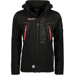 Kurtka treningowa męska Geographical Norway Techno. Czarne kurtki męskie Geographical Norway, m, bez wzorów, z syntetyku, z kapturem, trekkingowe. Za 279.00 zł.