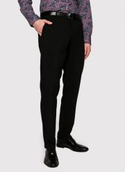 PAKO LORENTE – Męskie gładkie czarne spodnie P23SF-WX-003-C-S. Czarne eleganckie spodnie męskie Pako Lorente, bez wzorów, z elastanu, casualowe. Za 179.99 zł.