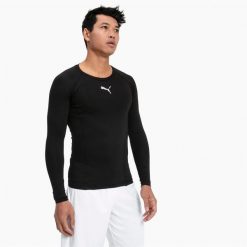 Koszulka Mężczyzna Puma Liga Baselayer czarny. Czarne bielizna termoaktywna męska Puma, m, bez wzorów, bez ramiączek, do piłki nożnej. Za 275.99 zł.