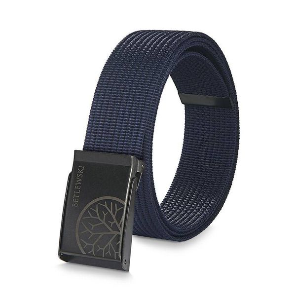 Pasek parciany BETLEWSKI PRC-21_GR-3 XL granatowy. Niebieskie paski męskie Betlewski, bez wzorów, z materiału. Za 39.99 zł.