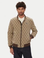 Guess Kurtka bomber M5YL04 WGUE0 Brązowy Regular Fit. Brązowe kurtki męskie Guess, m, z aplikacjami, z syntetyku, bez ramiączek, bez kaptura. Za 529.99 zł.