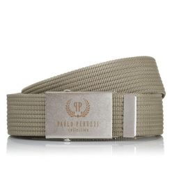 Pasek parciany PAOLO PERUZZI PW-06-105 khaki. Brązowe paski męskie Paolo Peruzzi, bez wzorów, z materiału. Za 33.25 zł.