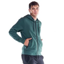 Męska, miękka bluza z kapturem i zamkiem błyskawicznym z ikoną lwa. Zielone bluzy z kapturem męskie LEONE 1947 APPAREL, l, bez wzorów, z tkaniny, z kapturem. W wyprzedaży za 195.65 zł.