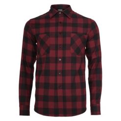 Flanelowa Koszula Męska W Kratę. Brązowe koszule męskie Urban Classics, l, bez wzorów, bez kołnierzyka, bez ramiączek. Za 153.99 zł.