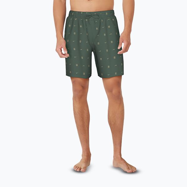 Szorty kąpielowe męskie Nike Luxe Letter 7" Volley. Zielone kąpielówki męskie Nike, m, bez wzorów. Za 209.99 zł.