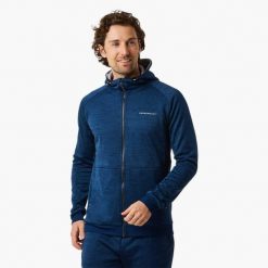 Sweter treningowy męski Swedemount Training Logo Zip Hood II szybkoschnący. Niebieskie buty do biegania męskie SWEDEMOUNT, bez wzorów, z tkaniny, bez zapięcia, do biegania. Za 249.99 zł.