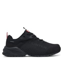 Trekkingi Hunter. Czarne buty trekkingowe męskie Hunter, bez wzorów, sportowe, bez obcasa, bez zapięcia. Za 399.99 zł.