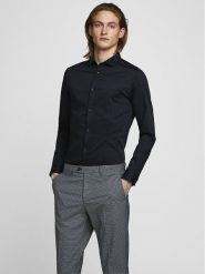 Jack & Jones Koszula Parma 12097662 Czarny Super Slim Fit. Czarne koszule męskie Jack & Jones, m, bez wzorów, z bawełny, bez kołnierzyka, bez ramiączek. Za 179.99 zł.