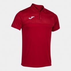 Polo Joma Montreal. Czerwone koszulki polo męskie Joma, bez wzorów, z materiału, sportowe, bez kołnierzyka, bez ramiączek. Za 192.90 zł.