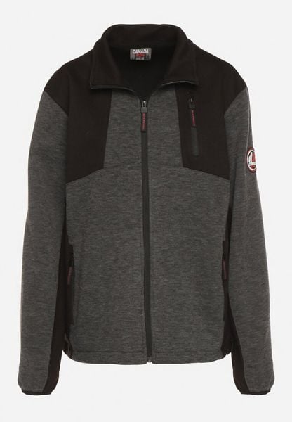 Szaro-Czarna Bluza z Łączonych Materiałów ze Stójką i Suwakiem Fenesea. Szare bluzy rozpinane męskie Born2be, l, bez wzorów, z jeansu, klasyczne, bez ramiączek, bez kaptura. Za 119.99 zł.