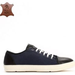 Granatowe Skórzane Tenisówki Splasz. Buty sportowe na co dzień męskie Born2be. Za 99.99 zł.