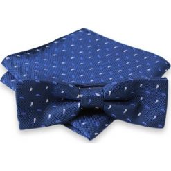 Niebieska Mucha w Paisley + Poszetka, Męska. Niebieskie krawaty i muchy męskie Alties, bez wzorów, eleganckie. Za 40.00 zł.