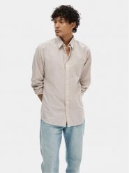 Selected Homme Koszula 16078867 Beżowy Slim Fit. Brązowe koszule męskie Selected Homme, m, bez wzorów, z bawełny, bez kołnierzyka, bez ramiączek. Za 199.99 zł.