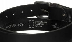 Pasek skórzany Rovicky [DH] R-PS-01 czarny. Czarne paski męskie ROVICKY, bez wzorów, ze skóry, klasyczne. Za 34.00 zł.