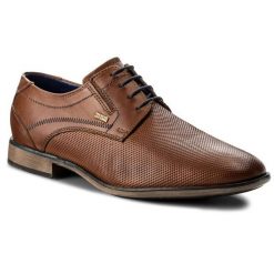 Półbuty Bugatti. Brązowe eleganckie półbuty męskie Bugatti, wizytowe, bez obcasa, bez zapięcia. Za 299.00 zł.