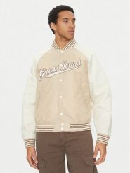 Guess Jeans Kurtka bomber M5GL32 WHAA2 Écru Regular Fit. Kurtki męskie Guess Jeans, m, z aplikacjami, z jeansu, bez ramiączek, bez kaptura. Za 559.99 zł.