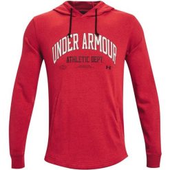 Bluza z kapturem Under Armour Rival Terry, Mężczyźni. Czerwone bluzy nierozpinane męskie Under Armour, l, bez wzorów, z bawełny, z kapturem. Za 409.99 zł.