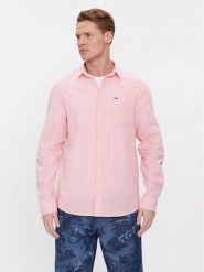 Tommy Jeans Koszula DM0DM18962 Różowy Regular Fit. Czerwone koszule męskie Tommy Jeans, m, bez wzorów, z bawełny, bez kołnierzyka, bez ramiączek. Za 209.99 zł.