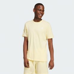 Koszulka sportowa męska adidas Essentials. Żółte t-shirty sportowe męskie ADIDAS, m, bez wzorów, sportowe, bez ramiączek. Za 96.00 zł.