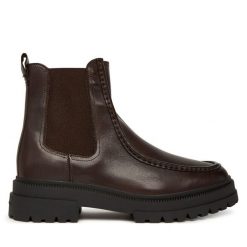 Sztyblety Tommy Hilfiger. Brązowe sztyblety męskie Tommy Hilfiger, bez obcasa, bez zapięcia. Za 799.99 zł.