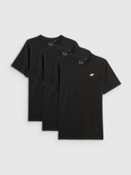 4F T-shirt regular gładki męski (3-pack) - czarny S. Czarne t-shirty męskie 4f, m, bez wzorów, z bawełny, bez kołnierzyka, bez ramiączek. Za 129.99 zł.