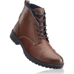 Kozaki skórzane sznurowane bonprix koniakowy. Buty zimowe męskie marki bonprix. Za 89.99 zł.