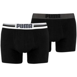 Bokserki treningowe męskie Puma Placed Logo Boxer 2 pack. Czarne bokserki męskie Puma, m, bez wzorów. Za 79.99 zł.