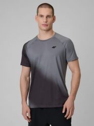 4F Koszulka treningowa regular szybkoschnąca męska - szara XL. Szare t-shirty męskie 4f, m, bez wzorów, ze skóry, sportowe, bez ramiączek. Za 129.99 zł.