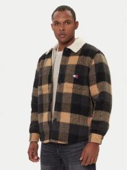 Tommy Jeans Kurtka przejściowa Check Teddy DM0DM22010 Beżowy Regular Fit. Brązowe kurtki męskie Tommy Jeans, m, bez wzorów, z jeansu, bez ramiączek, bez kaptura. Za 699.99 zł.