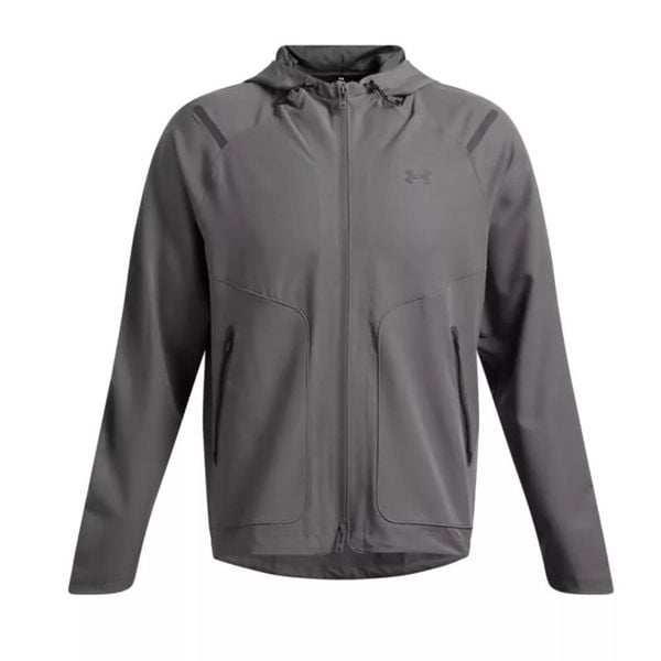 Kurtka Under Armour Unstoppable Left Chest. Czarne kurtki męskie Under Armour, bez wzorów, z materiału, sportowe, bez ramiączek, bez kaptura. W wyprzedaży za 411.20 zł.