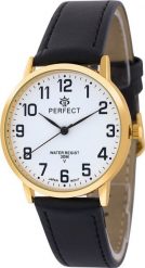Zegarek Perfect Męski zegarek naręczny klasyczny na skórzanym czarnym pasku duże cyfry Perfect 228 NoSize. Czarne zegarki męskie Perfect. Za 51.99 zł.