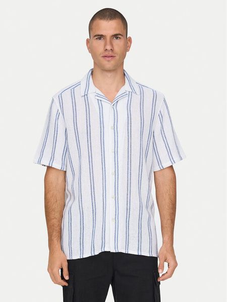 Only & Sons Koszula 22025659 Biały Regular Fit. Białe koszule męskie Only & Sons, m, bez wzorów, z bawełny, bez kołnierzyka, bez ramiączek. Za 69.99 zł.