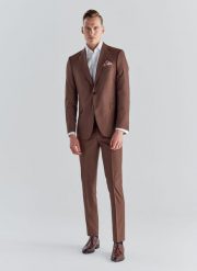 PAKO LORENTE – Spodnie męskie garniturowe P21WF-6G-075-A. Brązowe eleganckie spodnie męskie Pako Lorente, bez wzorów, z elastanu, eleganckie. Za 99.99 zł.