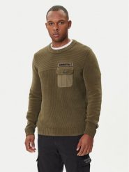 Aeronautica Militare Sweter 252MA1573UL00539 Zielony Regular Fit. Zielone kardigany męskie Aeronautica Militare, m, bez wzorów, z bawełny, bez ramiączek. Za 919.99 zł.