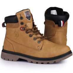 Buty męskie trapery w góry U.S Polo ASSN. Brązowe buty zimowe męskie U.S. Polo Assn., na zimę, bez wzorów, casualowe, bez obcasa, bez zapięcia. Za 282.99 zł.